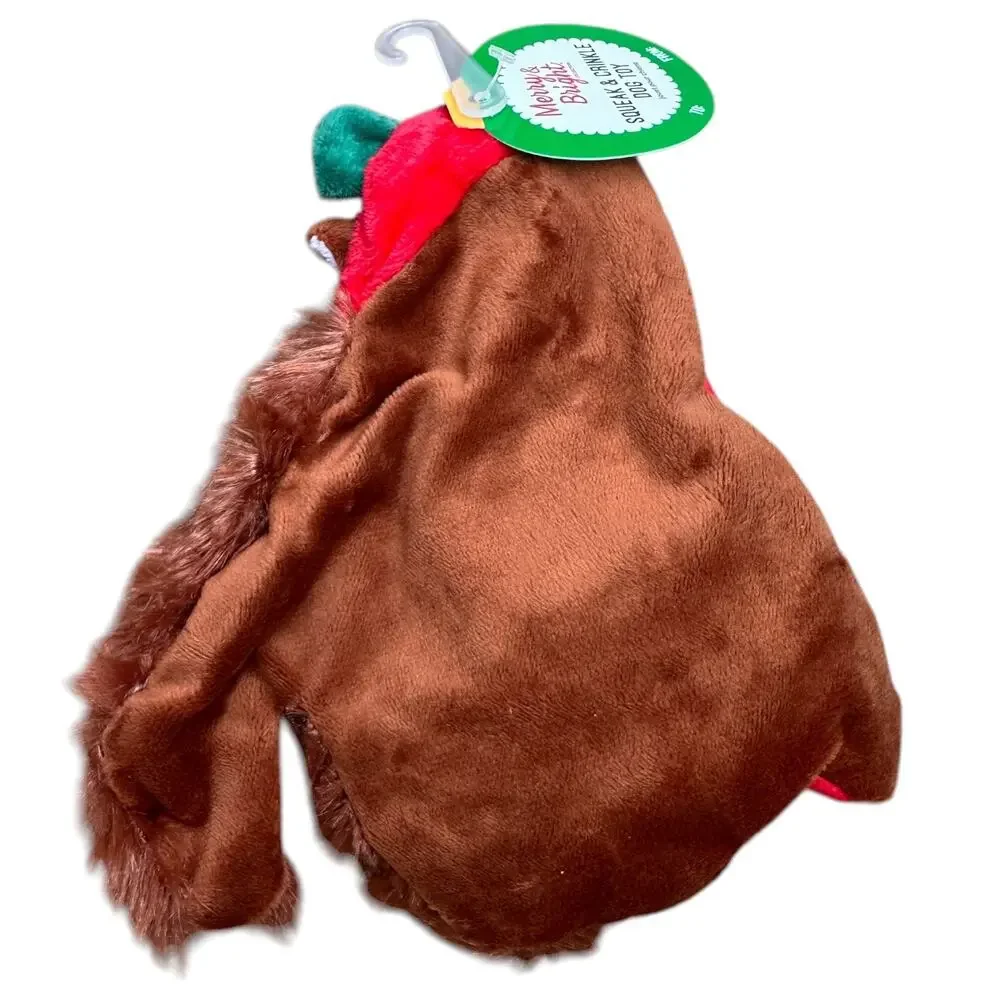 Merry &‎ Bright Flattie Squirrel Squeak Crinkle Dog Toy Plush Festive Christmas
